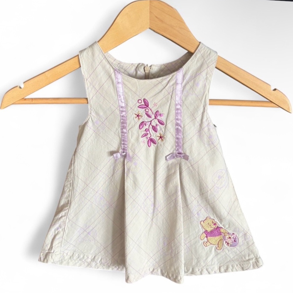 6-12M Vintage Y2K Disney Winnie the Pooh Toddler Dress Embroidered Honey Pot
